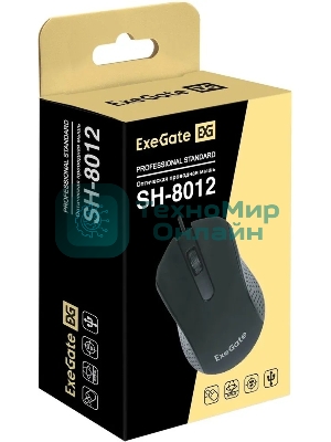 Мышь проводная ExeGate Professional Standard SH-8012 черный, 1000 dpi, USB, кнопки - 3