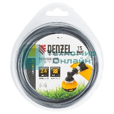 Леска для триммера Denzel армированная алюминием квадратная, 2,4мм х 15м, блистер ALUFLEX