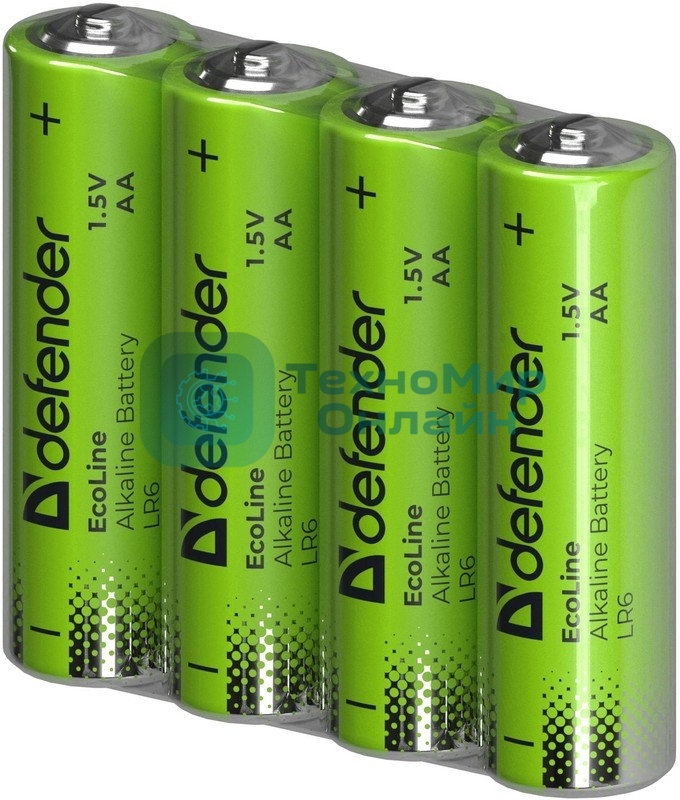 Батарейка алкалиновая Defender LR6-4S АА, шринк, 4 шт., EcoLine