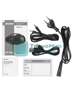Портативная акустическая система SVEN PS-990, черный, 2.0, 2x90 Вт (RMS), IPx7, TWS, Bluetooth, USB, аккумулятор
