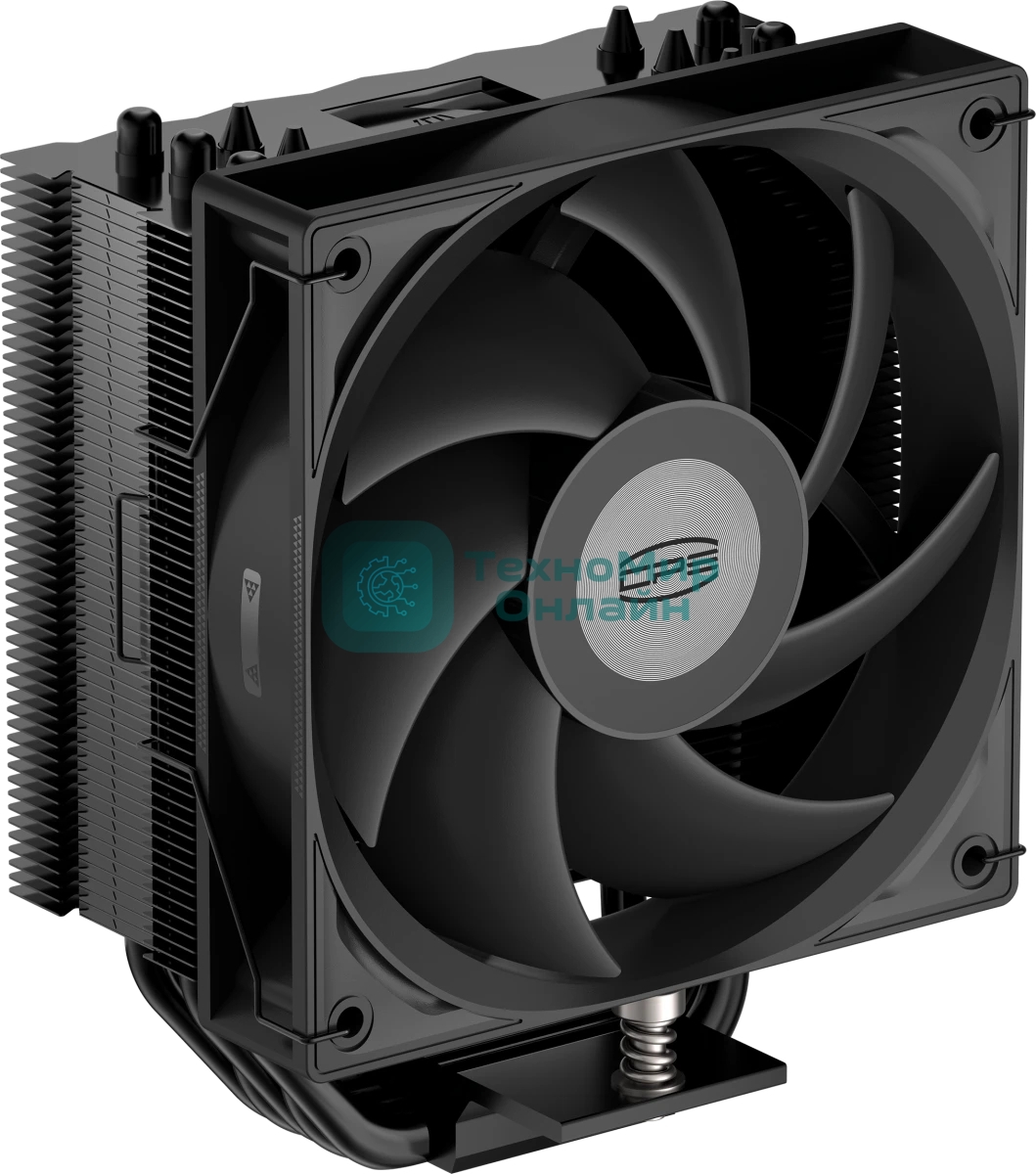 Кулер для процессора PCCooler RT500 BK (240W, 4-pin PWM, LED temp., 152мм, Al/Cu, 5x6мм, 1x120мм, 73.32CFM, 34.9dBA, 2200RPM, S: 1851/1700/1200/115X, AM5/AM4, черный)