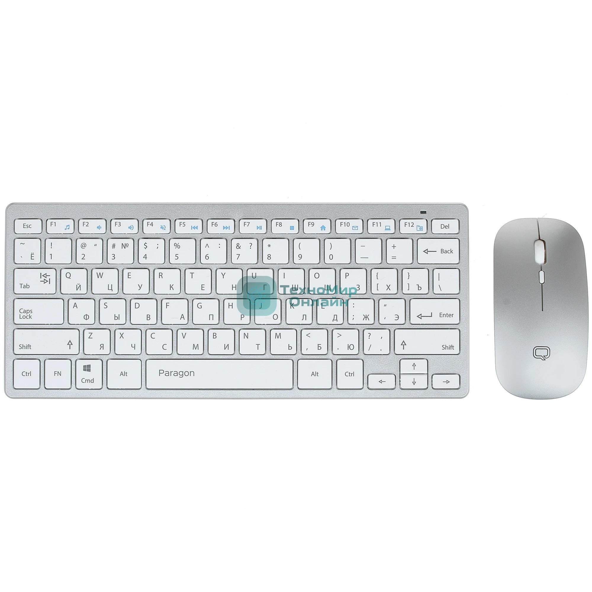 Комплект клавиатура+мышь Qumo Paragon K15/M21 беспроводной, USB, 1600 DPI, белый