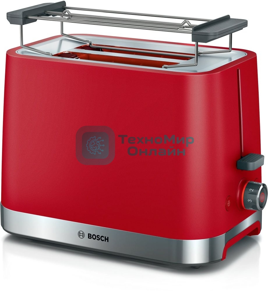 Тостер Bosch TAT4M224 красный, 970 Вт, 2 слота