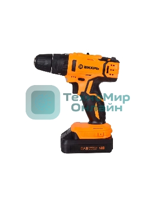 Дрель-шуруповерт Вихрь ДА-18Л-2кУ, 18 В, 2 Ач, 45 Нм, щеточный, ударный