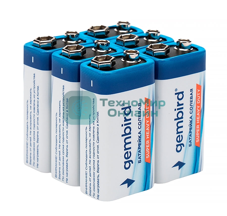 Батарейки солевые Gembird Gb-6F22-6B, тип Крона(6F22), 6шт, коробка
