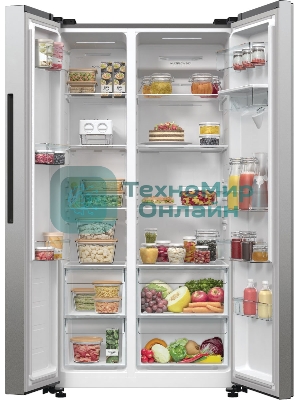 Холодильник Gorenje NRR9185EAXLWD серебристый двухкамерный 353/191л морозилка снизу, No Frost, Side by Side