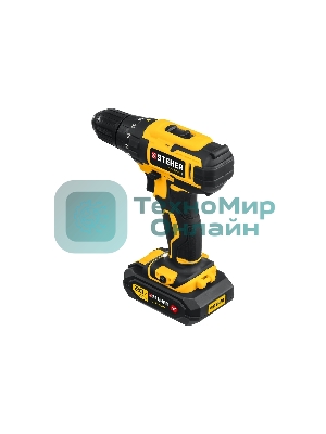 Дрель-шуруповерт STEHER CD-200-1, 20 В, 2 Ач, 45 Нм, бесщеточный