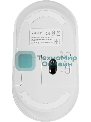 Мышь беспроводная Acer OMR308 белый, 1600 dpi, радиоканал, Bluetooth, USB, кнопки - 4
