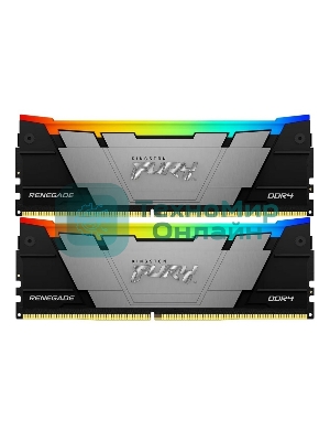 Оперативная память Kingston Fury Renegade, DDR4, 16GB (2x8GB), 3600MHz, CL16, DIMM, с радиаторами, RGB, серый/черный