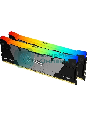 Оперативная память Kingston Fury Renegade, DDR4, 16Gb (2x8GB), 4600MHz, CL19, DIMM, с радиатором, RGB, черный/серебристый