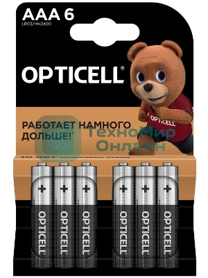 Элемент питания алкалиновый AAA/LR03 (блист. 6шт) Basic Opticell 5051007