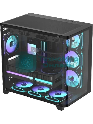 Компьютерный корпус AeroCool/Formula Crystal U2 Floe черный без БП ATX 1xUSB 2.0 1xUSB 3.0 1xUSB3.1 audio bott PSU
