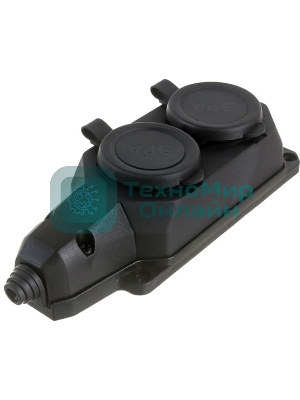 Колодка каучуковая ЭРА с/з 2 гн 16A IP44 черная (12/120/720)