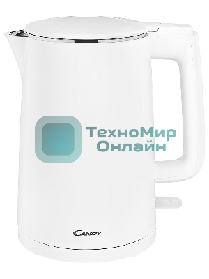 Чайник электрический Candy CK-102 1.5л. 2200Вт белый корпус: нерж.сталь/пластик