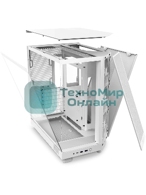 Компьютерный корпус без блока питания Case NZXT H6 Flow, Midi-Tower, TG, 3x120мм, 2xUSB-A 3.2 + 1xUSB-C 3.2, ATX, mATX, mITX белый