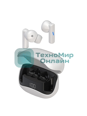 Беспроводные наушники Maxvi MHF-120BT белые TWS\LCD\Sensor\200мАч\5.4\кабель Type-C