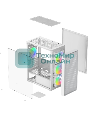 Корпус Ocypus Gamma C50 WH ARGB, Mini-Tower, белый, 4 x 120 мм