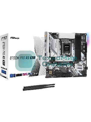 Материнская плата ASRock B760M Pro RS WiFi, LGA 1700, Intel B760, 4xDDR5, 4xSATA, 3xM.2, 1xPCIe 5.0 x16, 1xPCIe 3.0 x16, 1xHDMI, 1xDP, 1x2.5Gb LAN, Wi-Fi 6E, Bluetooth 5.3, 1xUSB-C 5Gbps, 3xUSB-A 5Gbps, 2xUSB-A 2.0, 3x3.5 мм, 7.1, mATX