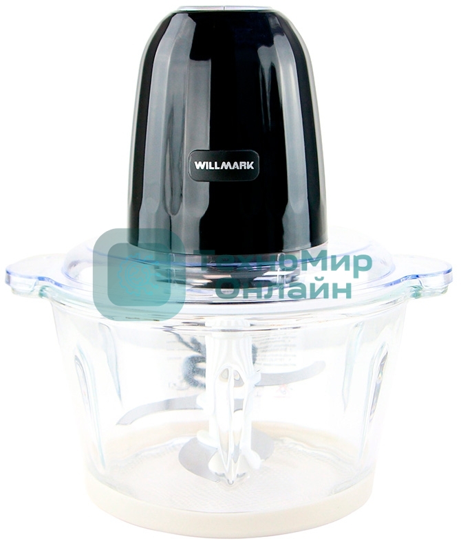Измельчитель Willmark WMC-7088 (500Вт., стекл. чаша 2л., двойн. лезвия., рез. основание) черный