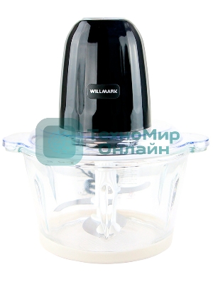 Измельчитель Willmark WMC-7088 (500Вт., стекл. чаша 2л., двойн. лезвия., рез. основание) черный