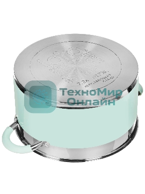 Кастрюля LARA LR02-545 MINT 26x14 см, 7,2 л, носик, индукционное дно, крышка с бортом, нержавеющая сталь