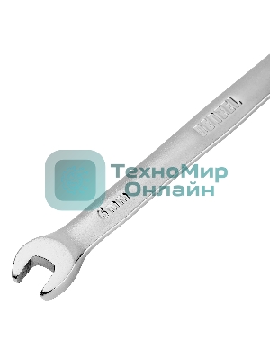 Ключ комбинированный трещоточный Denzel 6 мм, CrV, матовый хром