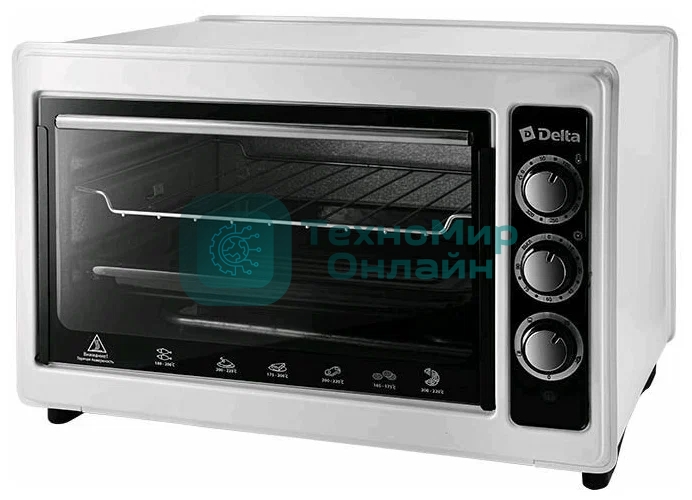 Мини-печь Delta D-0124 белый, ТЭН повыш. мощности,1300 Вт,37 л,2 нагреват. эл, термостат