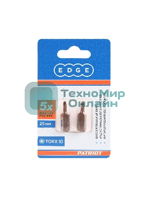 Бита EDGE by PATRIOT T10, сталь S2, длина 25 мм, 2шт в блистере