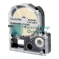 Картридж ленточный Cactus CS-LK3TbN черный шрифт, прозрачный фон (9 мм, 9 м) для Epson LW300/LW400/LW700/LW600P/LW1000P/K400/Z700/Z900
