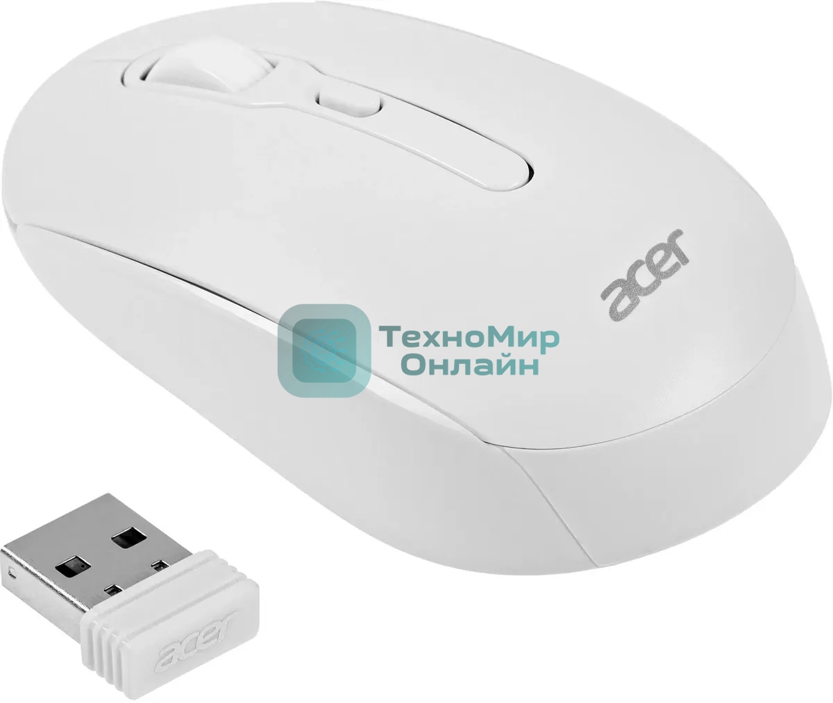Мышь беспроводная Acer OMR308 белый, 1600 dpi, радиоканал, Bluetooth, USB, кнопки - 4