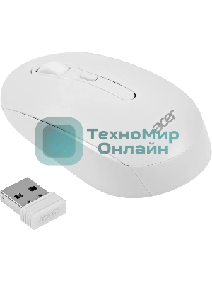 Мышь беспроводная Acer OMR308 белый, 1600 dpi, радиоканал, Bluetooth, USB, кнопки - 4
