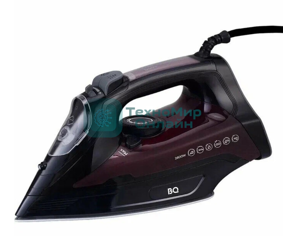 Утюг BQ SI1003 черный/винный/красный, 2600 Вт, 35 г/мин, 160 г/мин, 360 мл