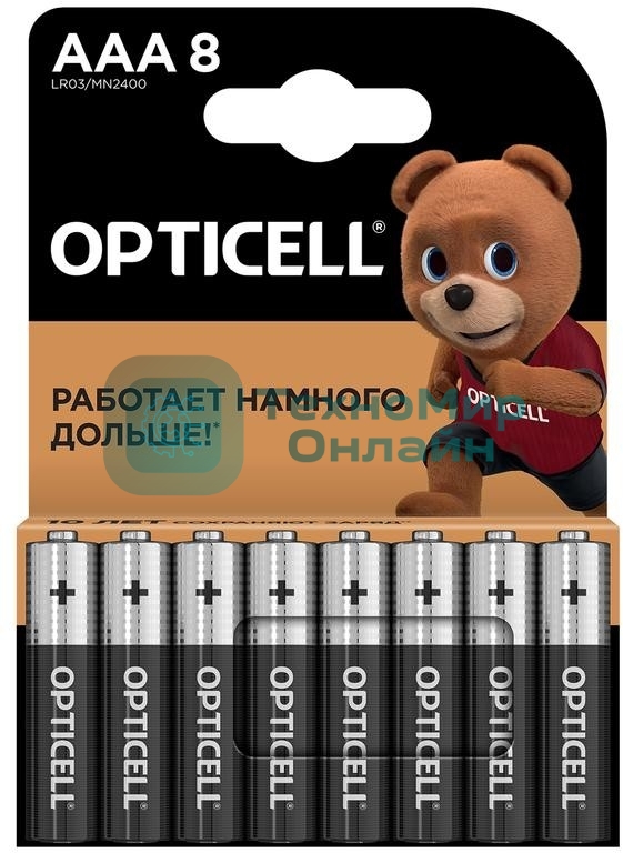 Элемент питания алкалиновый AAA/LR03 (блист. 8шт) Basic Opticell 5051009