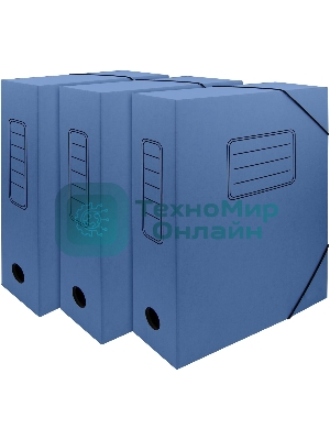 Папка архивная на резинке Silwerhof 1914780 микрогофрокартон корешок 75мм, синий (упаковка: 3шт)