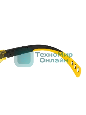 Очки защитные открытые Denzel поликарбонатные, увеличенная желтая линза, регулируемые дужки