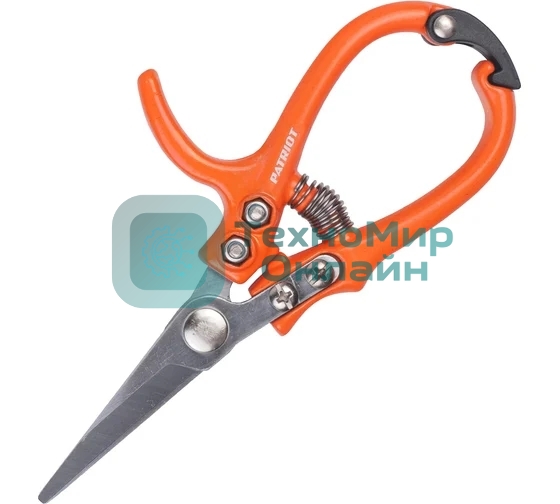 Секатор Patriot PFР 170, цветочный, плоскостной, длин.узкие лезвия,ПВХ-рукоятки, упор под палец, 170 мм