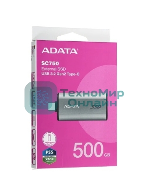 Внешний SSD ADATA SC750, 500Gb, USB 3.2 Gen 2 Type-C, R/W 1050/1000, черный