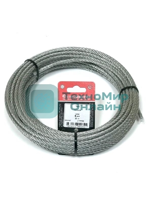 Трос стальной СТРОЙМЕТИЗ 4140090 6.0 мм DIN 3055 цинк (уп.20 м) подвес