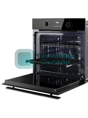 Духовой шкаф Kuppersberg HO 608 Black Glass, High-Tech, 78 л, поворотное управление, дисплей, таймер, 8 режимов, макс. температура 310 градусов, телескопические направляющие (на 1 уровень), цвет черный, цвет фурнитуры черный