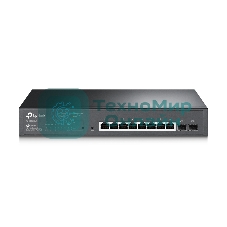 Коммутатор TP-Link JetStream 10-Port Gigabit Smart Switch with 8-Port PoE+, 8× Gigabit PoE+ Ports, 2× Gigabit SFP Slots, 802.3at/af, 150 W PoE Power, 1U 13-inch Rack-mountable Steel CaseIntegration with Omada SDN Controller, 802.1Q VLAN, STP/RSTP/MSTP, IGMP Snoopi