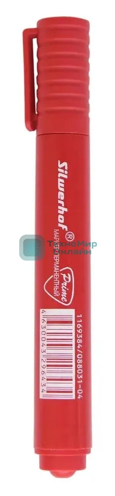Маркер перманентный Silwerhof Prime, пулевидный пишущий наконечник, 1-3мм, красный, коробка