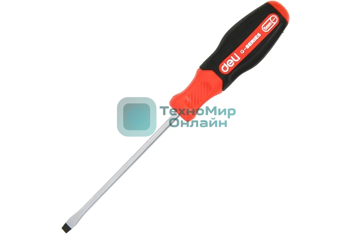 Отвертка шлицевая Deli DL3442 SL3x150мм сталь S2, матовый стержень, двухкомпонентная прорезиненная рукоять