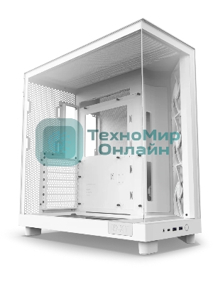 Компьютерный корпус без блока питания Case NZXT H6 Flow, Midi-Tower, TG, 3x120мм, 2xUSB-A 3.2 + 1xUSB-C 3.2, ATX, mATX, mITX белый