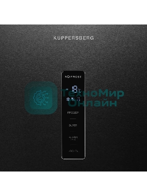 Морозильная камера Kuppersberg NFS 189 DX, High-Tech, отдельностоящая, ВхШхГ 185х60х65 см, объем 304 л, электронное управление, No Frost, LED дисплей, LED освещение, супер заморозка, инверторный компрессор, энергоэффективность А+, уровень шума 43 дБ, цвет черный