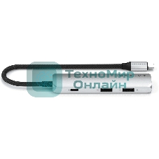 USB-концентратор Satechi 4-in-1 USB-C Slim Multiport Adapter 4K (Type-C, HDMI, 2x Type-A), до 80 Вт, Серебристый Док-станция ST-P4SS