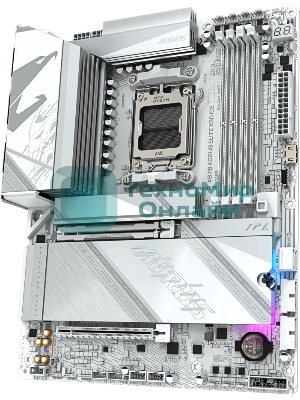 Материнская плата Gigabyte X870 AORUS ELITE X3D ICE, AM5, AMD X870, 4xDDR5, 2xSATA, 4xM.2, 1xPCIe 5.0 x16, 1xPCIe 4.0 x16, 1xHDMI, 1x5Gb LAN, Wi-Fi 7, Bluetooth 5.4, 2xUSB-C 40Gbps (USB4), 1xUSB-C 10Gbps, 2xUSB-A 10Gbps, 4xUSB-A 5Gbps, 1xUSB-A 2.0, 3x3.5 мм + S/PDIF оптический, 7.1, ATX