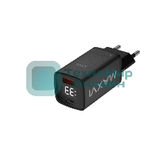 Сетевое зарядное устройство Maxvi A402PD LED 33W, 1xUSB-A, 1xUSB-C, черный