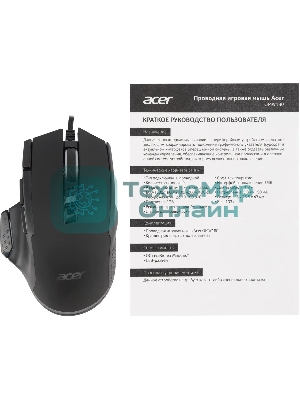 Мышь проводная Acer OMW180 черный, 6400 dpi, USB, кнопки - 9