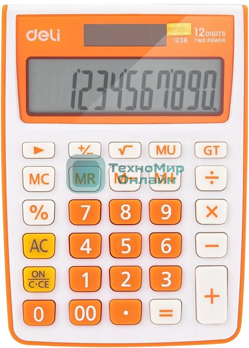 Калькулятор настольный Deli E1238/OR оранжевый 12-разр.