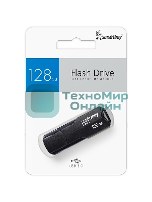 Флешка USB Smartbuy CLUE black (SB128GbCLU-K3), 128Gb, USB 3.1, R/W 40/25, черный